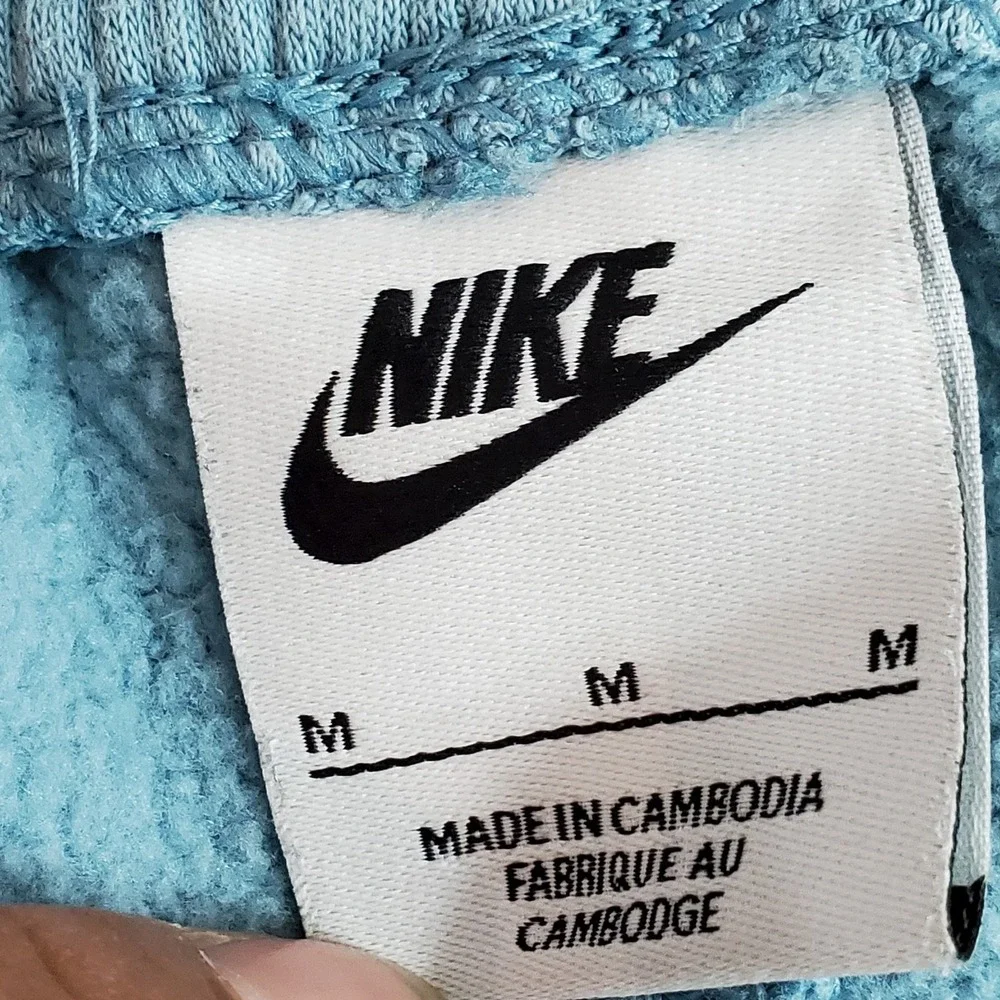 Nike Men Activewear Pants M Blue Embroidered Joggers Club Fleece
